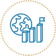 icon globe and bar chart
