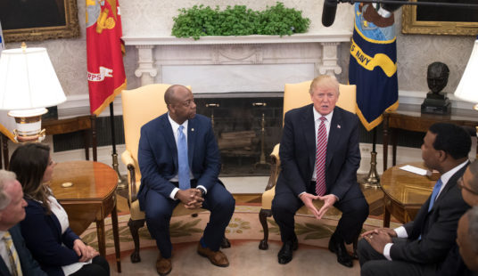 President in oval meeting with Tim Scott